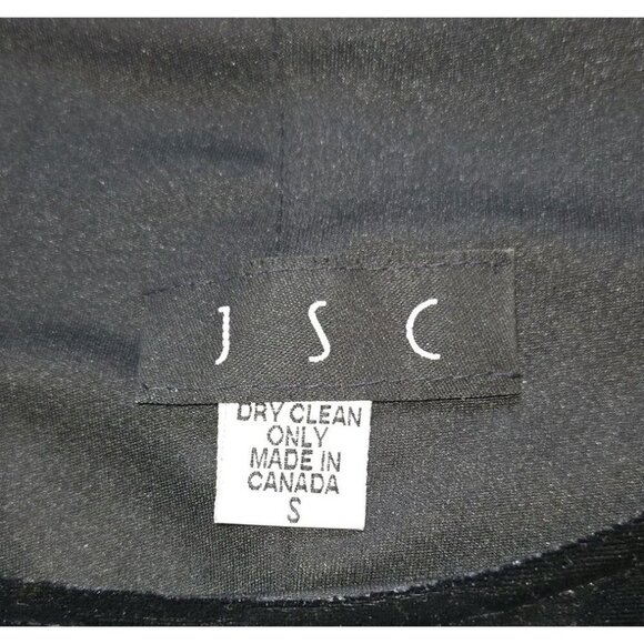 JSC Black Velvet Gown Size 2 Vintage 1990s Formal Side Slit Short Sleeve Classic - Picture 5 of 10